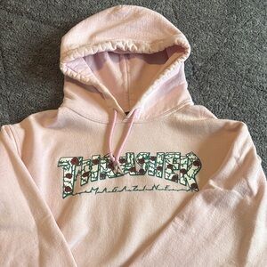 Thrasher Pink Hoodie with Floral Logo